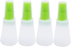 Silicone Oil bottle brush，BBQ/Pastry Basting Brushes,Silicone Cooking Grill Barbecue Baking Pastry Oil/Honey/Sauce Bottle Brush (4 PCS,green)