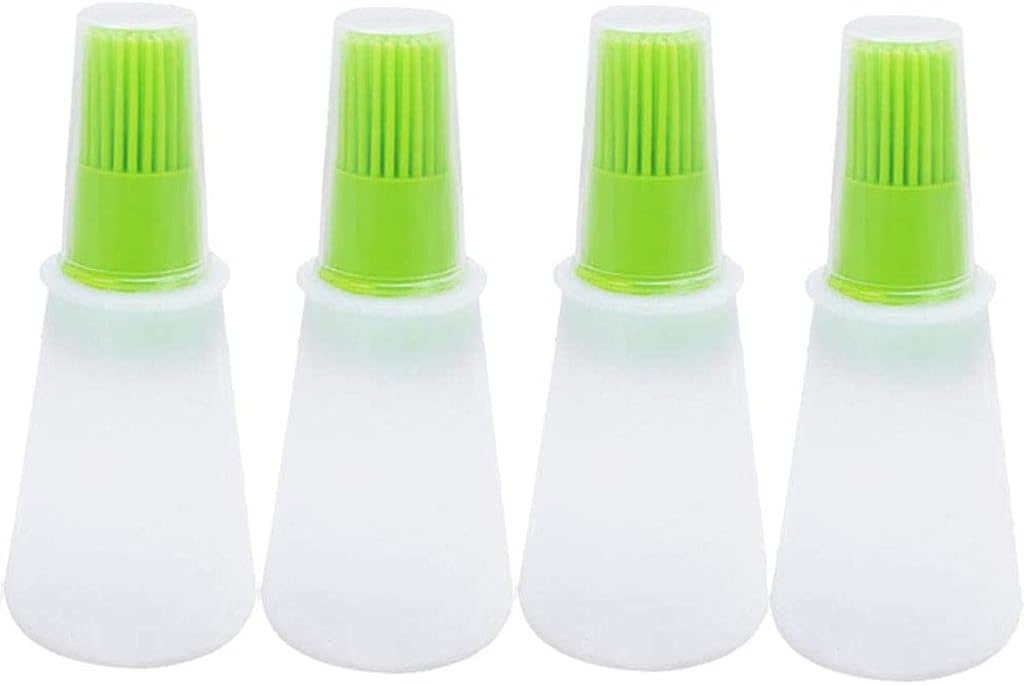 Silicone Oil bottle brush，BBQ/Pastry Basting Brushes,Silicone Cooking Grill Barbecue Baking Pastry Oil/Honey/Sauce Bottle Brush (4 PCS,green)