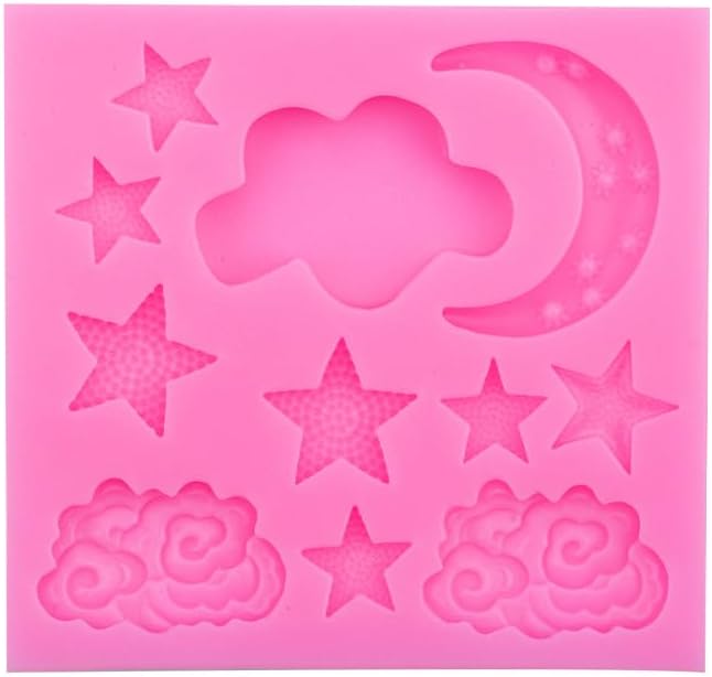 1Pc Pink Pink Moon and Star Molds Silicone, Candy Chocolate Molds for DIY Cake Fondant, Cookie Cakes Decorating Candy Making Supplies