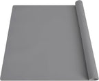 2MM Extra Thick Silicone Mats for Kitchen Counter, 23.6" x15.7" Non-Slip Waterproof Large Countertop Protector Mat, Heat Resistant Mat, Washable Silicone Craft Mat, Placemat, Baking Mat, Light Gray