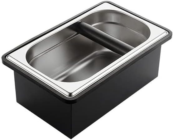 Coffee Knock Box, Stainless Steel Dump Bin Espresso Knock Box for Coffee Grounds with Removable Non-Slip Base Shock-Absorbent for Knocking Portafilter Filter Grinds (L)