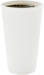 Restaurantware 16 Ounce Ripple Wall Disposable Coffee Cups, 500 Insulated White Paper Tumblers with Rolled Rim Design, Lids Sold Separately for Hot Drinks like Tea, Hot Chocolate and More