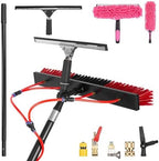 16.5ft/5m Water Fed Pole Kit, Solar Panel Cleaning & Squeegee Kit, Aluminum Extendable Pole, 22in Wide Brush, Bendable Dusting Brush, Outdoor Window Washing Equipment Tool