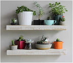 Urban Legacy Reclaimed Barnwood Planks | Floating Shelves for Wall w/Flush Mount Shelf Bracket Set Included | Set of 2 (White Wash, 24" x 7 "x 2")