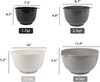 BoxedHome Classic Mixing Bowl Set, BPA Free Plastic, Microwave and Dishwasher Safe (Set of 4, Grey),3.5 quarts