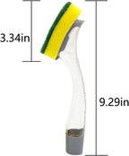 The Pot Brush with Green and Yellow Washing Pads Does not Damage The Pot Handle and can be Used to add Liquid, Brush The Bowl, and Brush The Stove