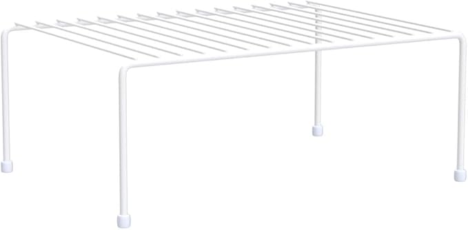 SIBAO Kitchen Cabinet Storage Shelf Rack/Plastic Feet - (13.1 x 10.2 Inch) - Steel Metal - Rust Resistant Finish - Cups, Dishes, Cabinet & Pantry Organization (4, White)