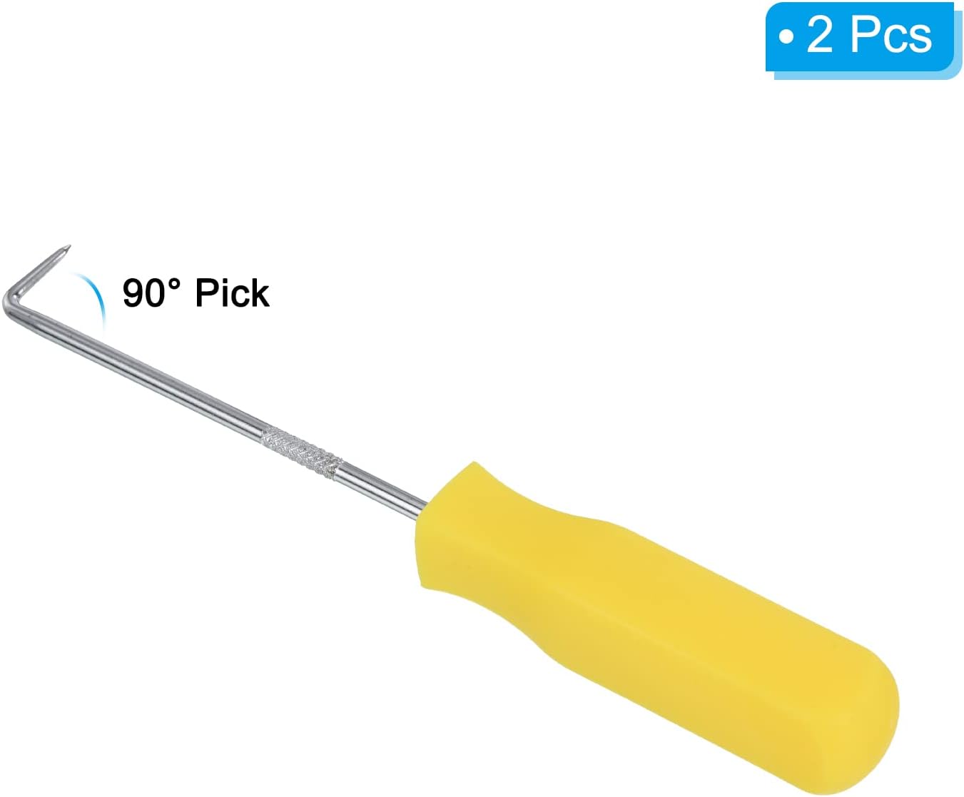 PATIKIL O-Ring 90 Degree Picks 142mm, 2 Pcs Oil Seal Gasket Precision Screwdriver Puller Remover Removal Tool, Yellow