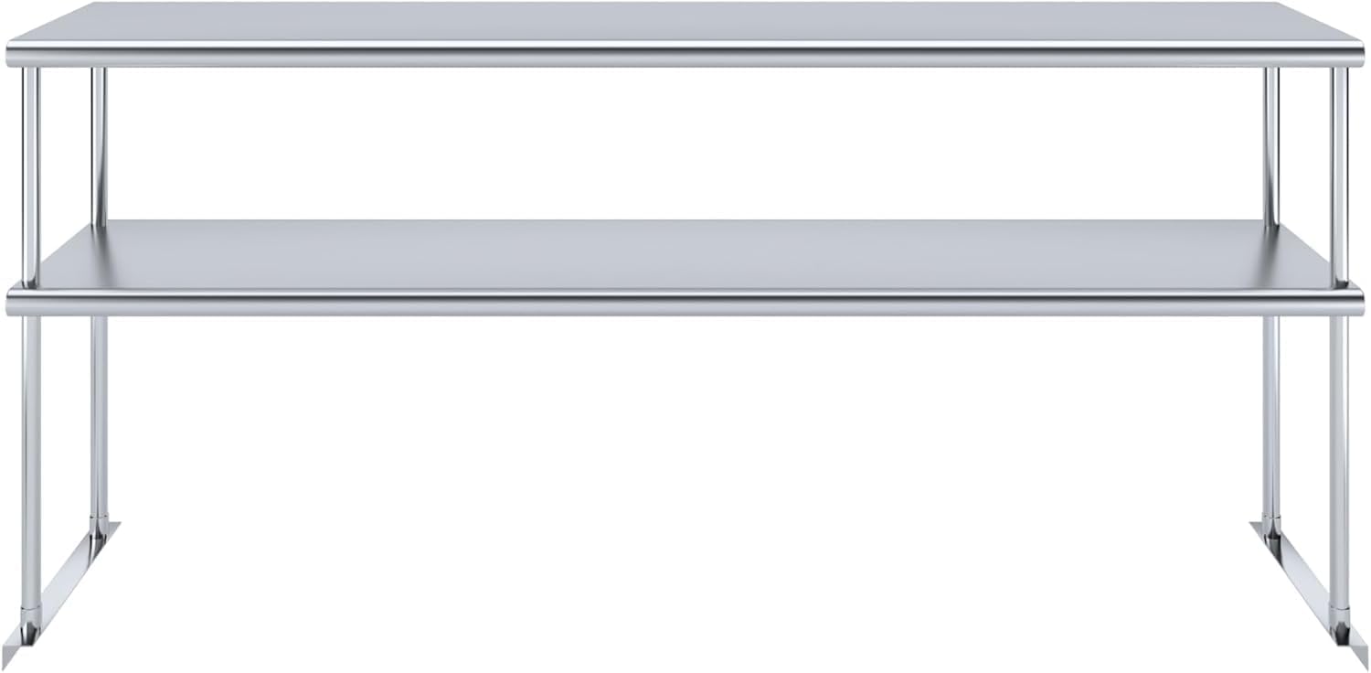 NSF Certified 18 Gauge Heavy Duty Stainless Steel Double overshelf with Brackets for Kitchens, Utility Rooms, Storage, Offices & Home