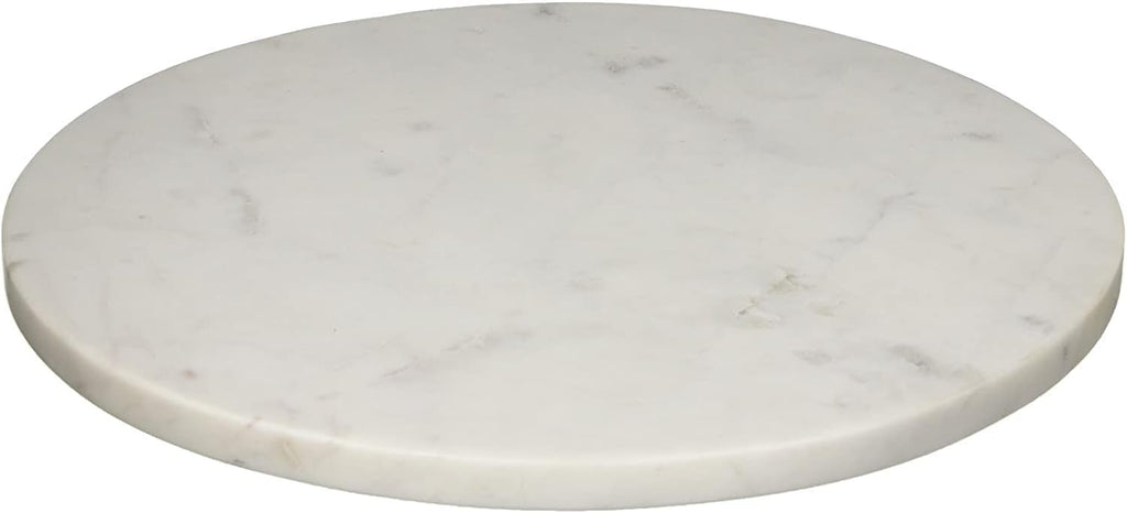Multi-Purpose Round Shape Marble Cheese Tray | Cutting Board. Solid Large White With Non-Slip Feet For Stability & Scratch Protection. Easy To Clean,Trivet,White (11x11x0.5 Inches)
