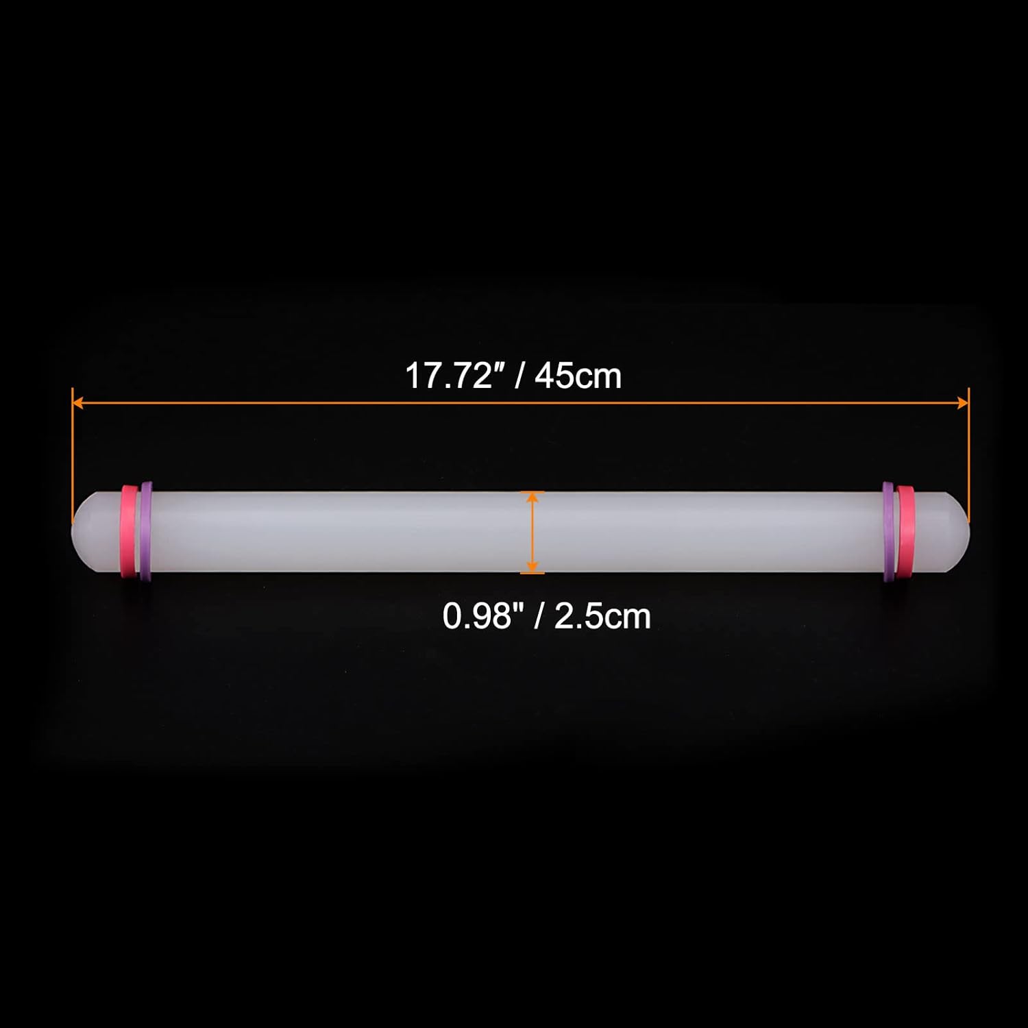 HARFINGTON 2pcs Fondant Rolling Pin 18 Inch x 0.98 Inch Adjustable Guide Rings Non-Stick PP Plastic Fondant Roller Dough Roller Kitchen Decorating Tools for Cookie Pastry Pizza Clay