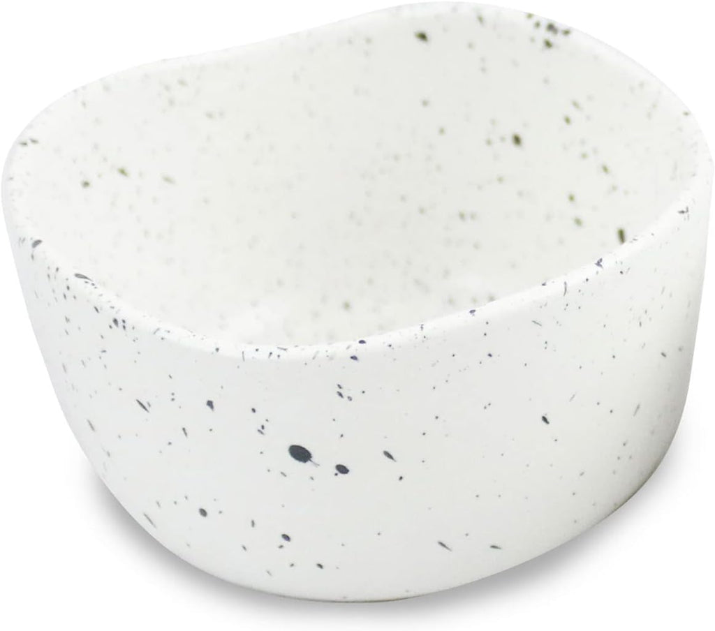 roro Handcrafted 4.5" Ceramic Miso | Rice Bowls, Set of 2 - White Matte Speckled Stoneware - Perfect for Soups