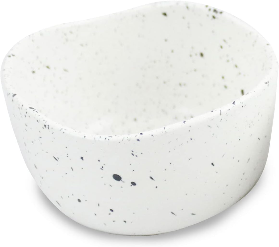 roro Handcrafted 4.5" Ceramic Miso | Rice Bowls, Set of 2 - White Matte Speckled Stoneware - Perfect for Soups