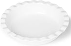ONTUBE 10.5-Inch Deep Pie Pans 50oz, Ceramic Large Round Pie Tins for Baking, (White, 1 Pieces)