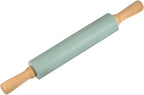 HARFINGTON Silicone Rolling Pins for Baking 17 Inch Wooden Handle Non Stick Rolling Pin Small Roller Playdough Rolling Pins for Dough Pizza Pastry Fondant Kitchen, Dark Green