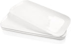 Serving Platters Set of 4, Rectangular Serving Plates, Serving Trays for Entertaining Party, Microwave,Oven,Dishwasher Safe,Kitchen Dinnerware, White 12.4 Inch