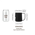 watchget Milk Frothing Pitcher 250ml/8oz Stainless Steel Espresso Steaming Pitcher Milk Coffee Cappuccino Latte Art Barista Steam Pitcher Milk Frothing Jug, Black