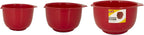 GLAD Mixing Bowls with Pour Spout, Set of 3 | Nesting Design Saves Space | Non-Slip, BPA Free, Dishwasher Safe Plastic | Kitchen Cooking and Baking Supplies, Red