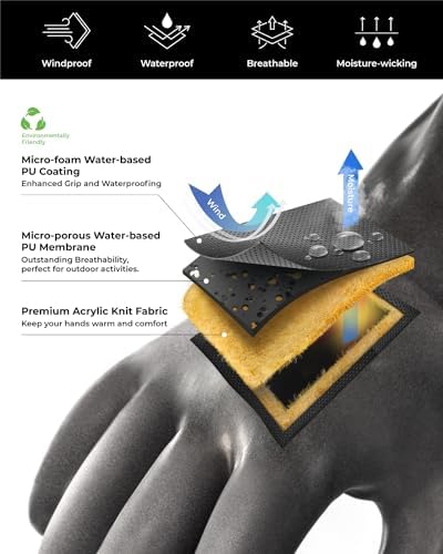 toolant Waterproof Winter Gloves with Grip, Balaena Freezer Gloves for Light Duty Work & Outdoor Adventure, Hiking, Farming, Washing, Ice Fishing, Large