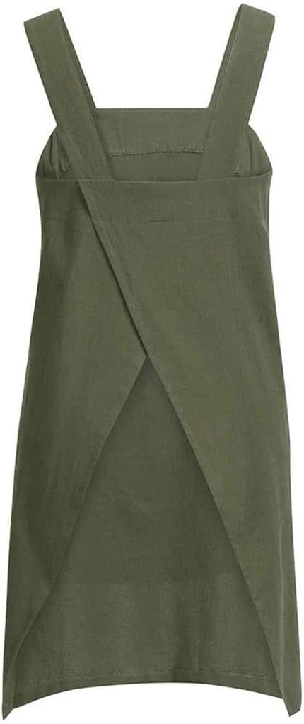 YESDOOD Cotton Linen Apron Cross Back Apron for Women with Pockets Pinafore Dress for Baking Cooking