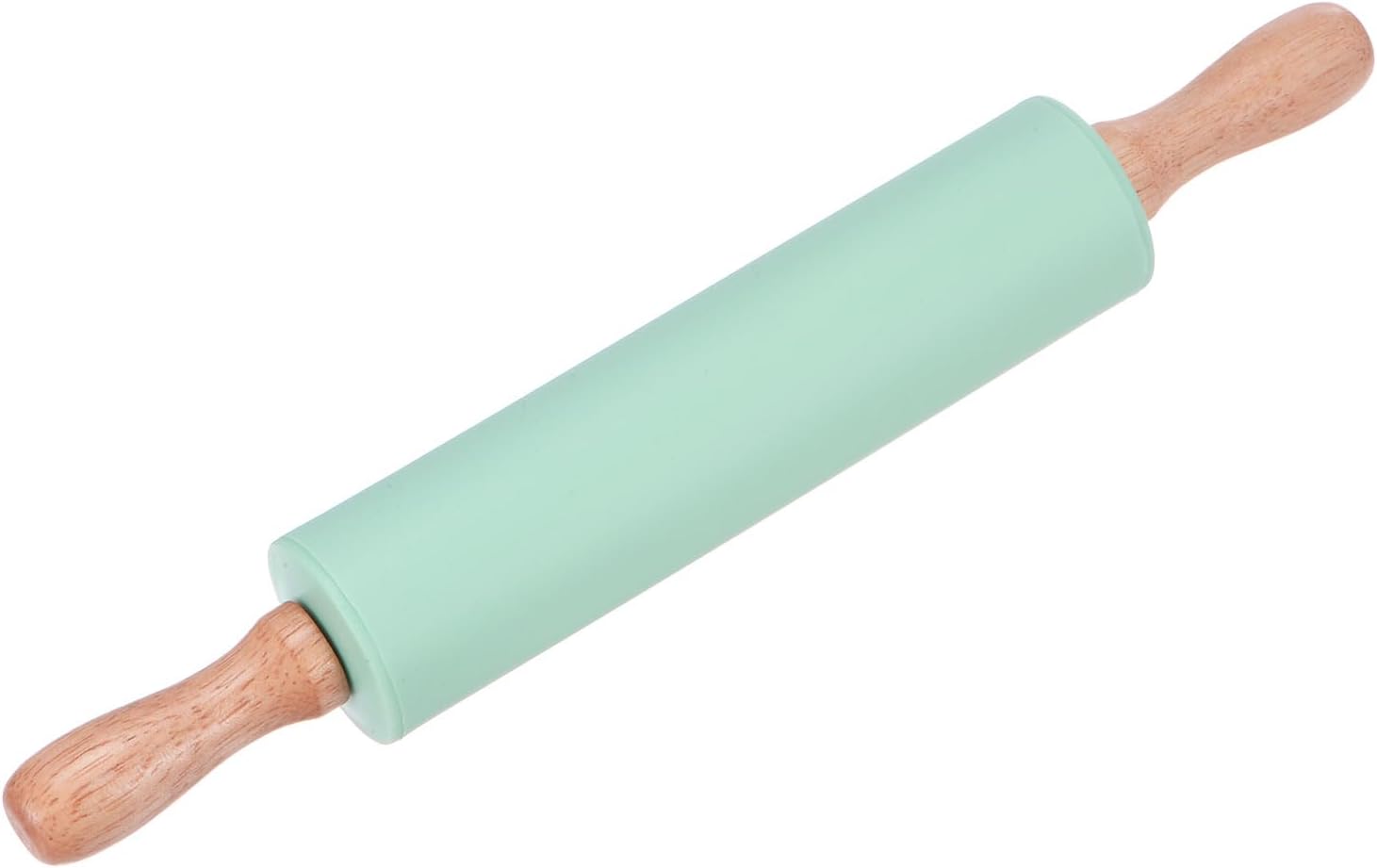 HARFINGTON Silicone Rolling Pins for Baking 12.2 Inch Non-Stick Silicone Surface Wooden Handle Rolling Pin Small Roller Playdough Rolling Pins for Fondant Kitchen Dough Pizza, Green