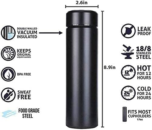 17 oz Car Logo Black Frosted Travel Mugs & Tumblers Vacuum Insulated Stainless Steel Thermal Bottle Fashion Business Thermal Cup for Hot or Cold Drink Coffee Or Tea (fit genesis)