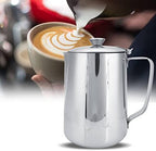 Milk Frothing Pitcher 350ml 600ml 900ml 1500ml 2000m(12oz 20oz 32oz 50oz 66oz) Steaming Pitchers Stainless Steel Milk Coffee Cappuccino Latte Art Barista Steam Pitchers Milk Jug Cup with Deco