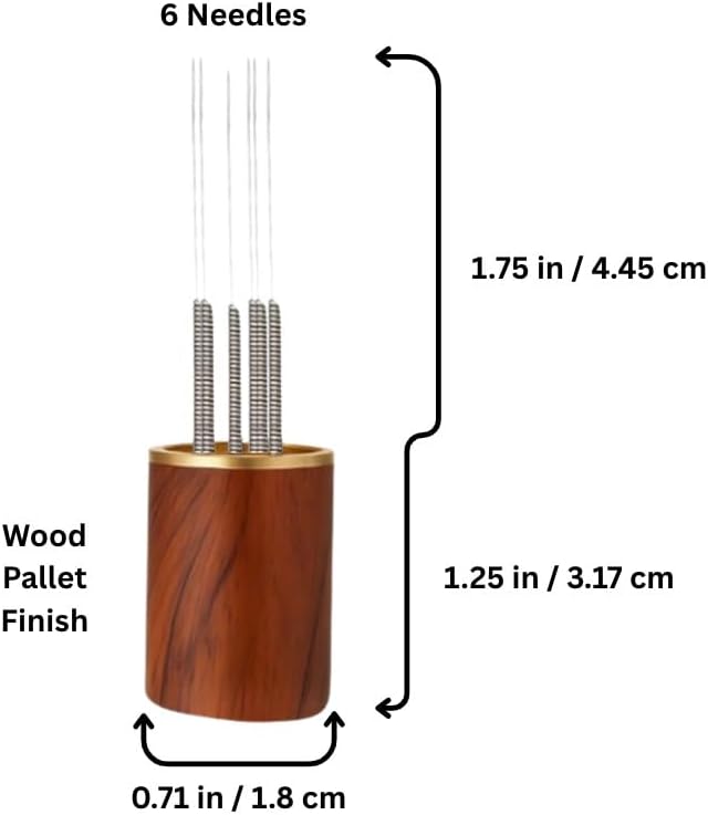 WDT Tool for Espresso – 6x 0.35mm Needles with Stand | Espresso Distribution & Stirring Tool | Wooden Handle Barista Accessory for Even Extraction & Better Crema