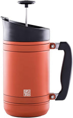 BaseCamp Coffee Press - Double Wall Insulated Stainless Steel - Bru-Stop Technology, No Grounds in Coffee, No Spill Lid (Red Rock, 32 fl.oz)