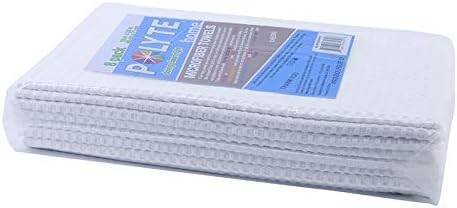 POLYTE Ultra Premium Microfiber Kitchen Dish Hand Towel Waffle Weave, 8 Pack (16x28 in, White)