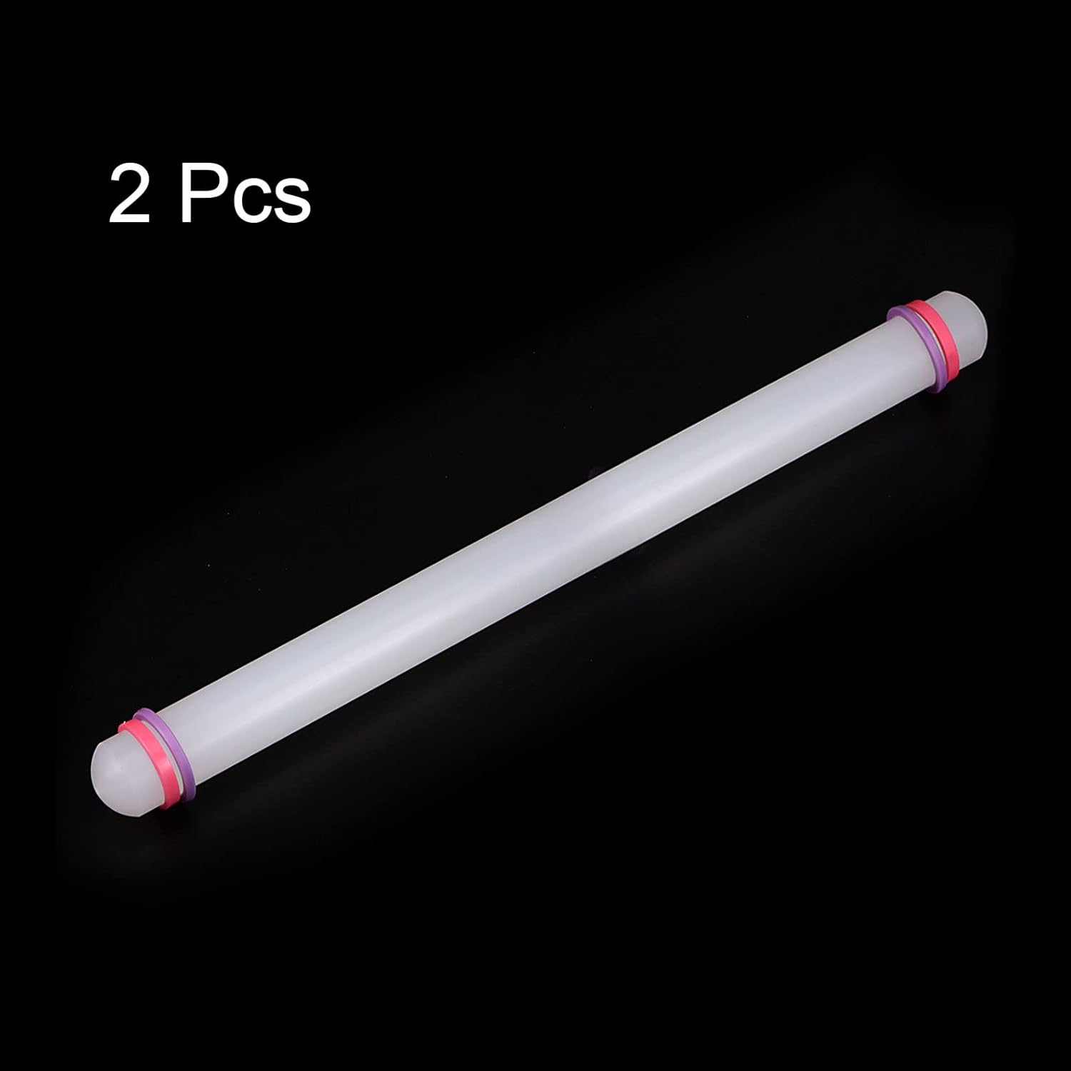 HARFINGTON 2pcs Fondant Rolling Pin 20 Inch x 0.98 Inch Adjustable Guide Rings Non-Stick PP Plastic Fondant Roller Dough Roller Kitchen Decorating Tools for Cookie Pastry Pizza Clay