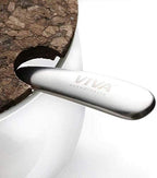 Viva Classic Glass Creamer and Sugar Set - Coffee and Tea Serving Set - Cream Pitcher 9.5 oz / 280ml and Sugar Bowl 12 oz / 350 ml with Cork Lid and Metal Spoon, Milk and Sugar for Coffee Bar