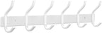 White Wall Hooks Heavy Duty, 17 Inch Coat Hooks Wall Mount with 6 Hooks, Wall Hooks Hangers for Entryway, Bathroom - for Hanging Backpack, Bag, Coat, Purse, Hat, Towel, Clothes