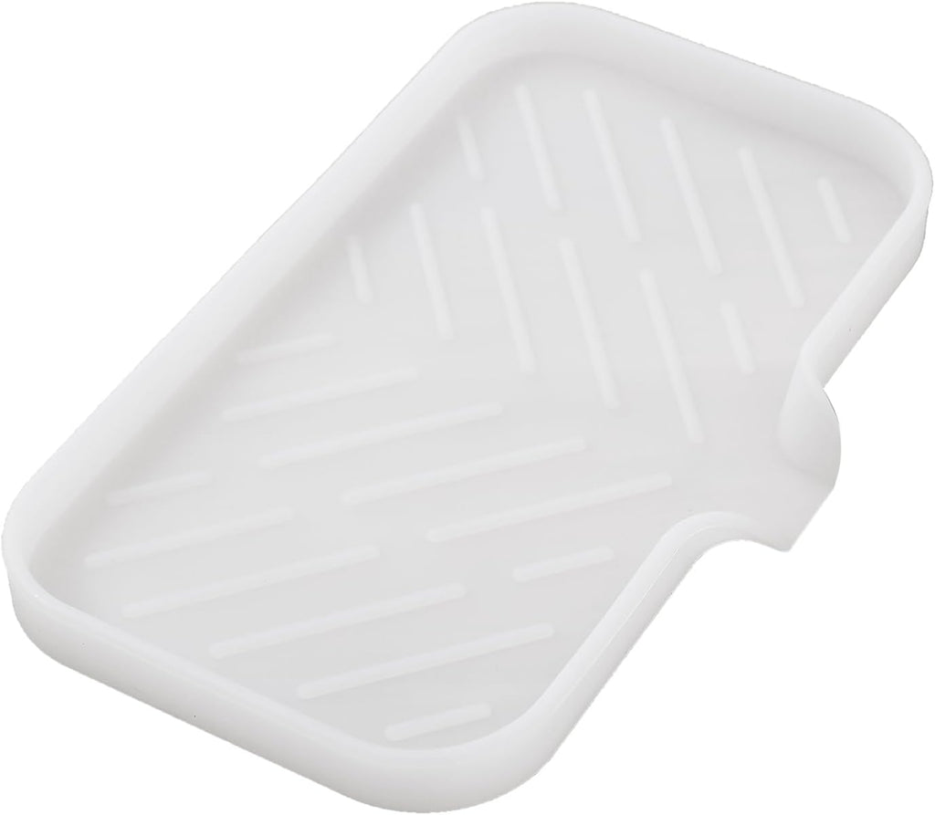 Silicone Bathroom Soap Dishes with Drain Spout-Bathroom and Kitchen Sink Organizer,Sponge Holder,Dish Soap Tray,Perfect for Dispenser,Scrubber,Bottle,Cup on Counter Translucent 9.6"×5.3"