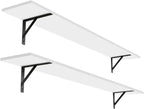 DINZI LVJ Long Wall Shelves, 55.1Inch Wall Mounted Shelves Set of 2, Extra Large Floating Storage Ledges with Sturdy Metal Brackets for Living Room, Bathroom, Bedroom, Kitchen, White
