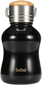 YOHKOH Mini Vacuum Insulated Water Bottle With Bamboo Lid - Stainless Steel Thermos Water Bottle for Women Girls Kids, Metal Sports Hot and Cold Water Bottle Leak-Proof BPA-Free (6.4oz,Black)