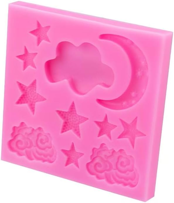 1Pc Pink Pink Moon and Star Molds Silicone, Candy Chocolate Molds for DIY Cake Fondant, Cookie Cakes Decorating Candy Making Supplies