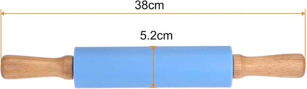 HARFINGTON Silicone Rolling Pins for Baking 15 Inch Wooden Handle Non Stick Rolling Pin Small Roller Playdough Rolling Pins for Dough Pizza Pastry Fondant Kitchen, Blue