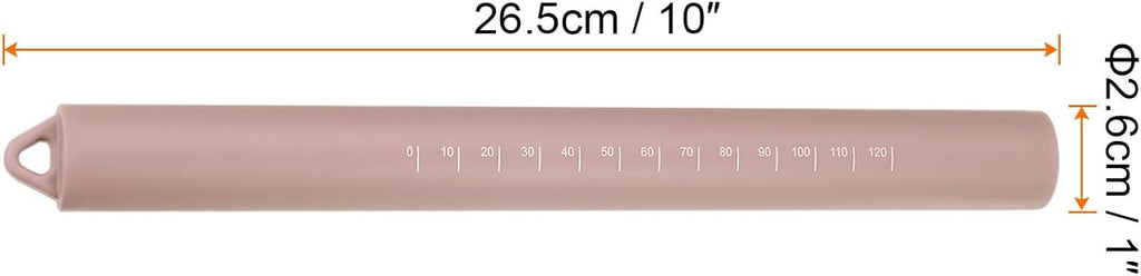 HARFINGTON Silicone Rolling Pin 10" Silicone Surface Smooth Non-Stick Stainless Steel Inner Core Dough Roller Kitchen Roller for Baking Pastry Pizza Fondant Bread, Pink