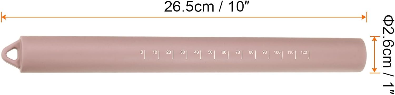 HARFINGTON Silicone Rolling Pin 10" Silicone Surface Smooth Non-Stick Stainless Steel Inner Core Dough Roller Kitchen Roller for Baking Pastry Pizza Fondant Bread, Pink