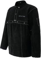 ANTAITHER Leather Welding Jacket with Open Back, Bib Apron with Cape Sleeve, Heat Flame Resistant Welder Coat