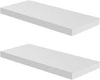 Floating Shelf, Set of 2 Wall Shelf, 36 in W x 12.75 in D x 2 in H Wooden Floating Wall Shelf with Invisible Brackets for Living Room/Bedroom/Bathroom/Kitchen Storage and Decor, White