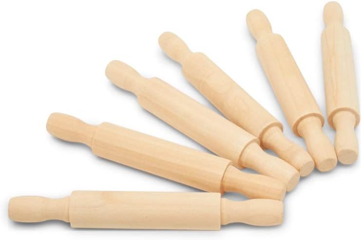 Wooden Mini Rolling Pin, 5 Inches Long, Pack of 50, Great for in The Kitchen, Play-doh, Crafting and Imaginative Play, by Woodpeckers
