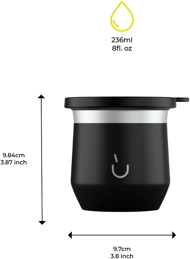 BALIBETOV Yerba Mate Cup – Vacuum Insulated Stainless Steel Gourd with Silicone Cover & Non-Slip Base – Includes 2 Bombillas & Cleaning Brush – Unique Design, Easy to Clean