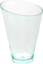 Restaurantware 7 Ounce Plastic Glasses 100 Round Incline Shooter Cups- Disposable Small Seagreen Plastic Round Bowls Unique Design For Soups Appetizers Or Desserts