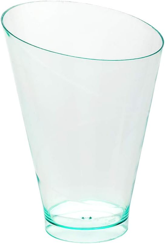 Restaurantware 7 Ounce Plastic Glasses 100 Round Incline Shooter Cups- Disposable Small Seagreen Plastic Round Bowls Unique Design For Soups Appetizers Or Desserts