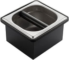Coffee Knock Box, Stainless Steel Dump Bin Espresso Knock Box for Coffee Grounds with Removable Non-Slip Base Shock-Absorbent for Knocking Portafilter Filter Grinds (S)