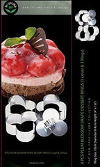 Newline NY Stainless Steel Dessert Rings 4 Pcs Plum Blossom Shape Molded Starters Appetizers Salads, Pastries Mousse Molding Layering Cutter