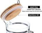 KKC HOME ACCENTS Clear Borosilicate Glass Storage Jars with Airtight Locking Clamp Lids,Glass Jar Canisters,Sealed Glass Jars with Bamboo Lid,Air tight Brown Sugar Salt Container,15 Fluid-oz