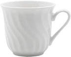 Lynns Paradise Imperial White 7oz Tea Cup Set – Embossed Porcelain Finish, Elegant for Daily Use, Vintage-Inspired Design – White Teacup and Coffee Cup Set, Porcelain Tea Cups, Service for 6